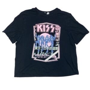Kiss H&M 2020 Destroyer 78 Japan Tour Crop Top with Vintage T-Shirt Rock Concert